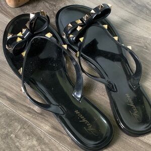 Black Studded Bow Sandals